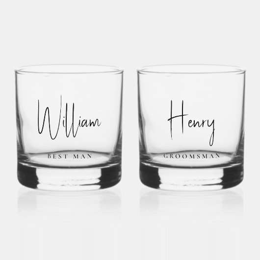 Moderne Beste Man Groomsman Bruiloft Whisky Glas (Voorkant)