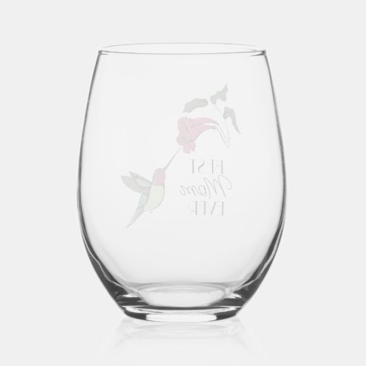 Moderne beste moeder ooit kolibrie wijnglas zonder voet (Achterkant)
