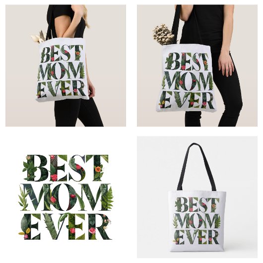 Moderne beste moeder ooit Schattigee bloemen en gr Tote Bag