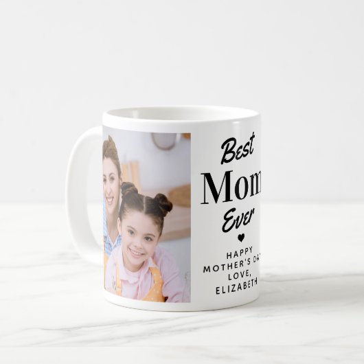 Moderne Beste MOM Ooit Moederdag Custom 2 Foto Koffiemok (Voorkant links)