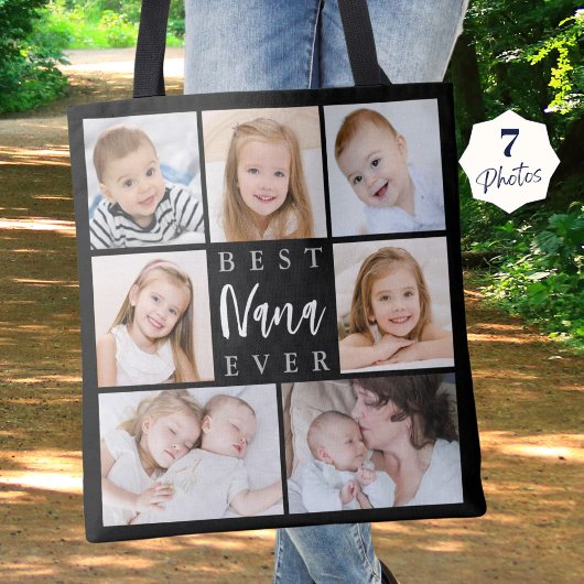 Moderne BESTE NANA OOIT 7 Fotocollage Custom Tote Bag