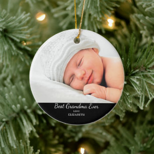 Moderne Beste Oma Fotonaam Kerstmis Keramisch Ornament