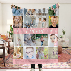 Moderne 'Beste Oma Ooit' Fotocollage & Namen Fleece Deken