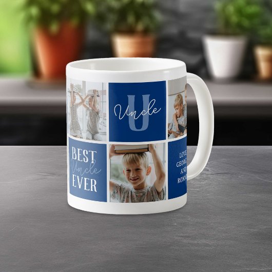 Moderne Beste Oom Ooit Foto Collage Blauw Koffiemok