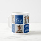 Moderne Beste Oom Ooit Foto Collage Blauw Koffiemok (Voorkant links)