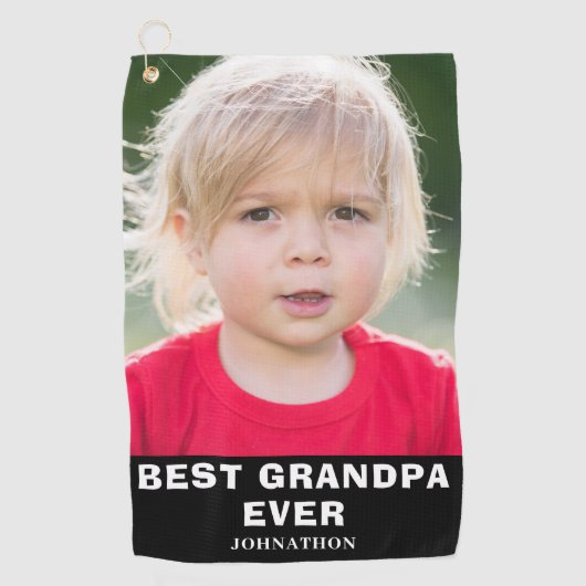 Moderne beste opa foto golfhanddoek (Voorkant)