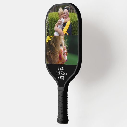 Moderne beste opa ooit 2 fotocollage pickleball paddle (Links)