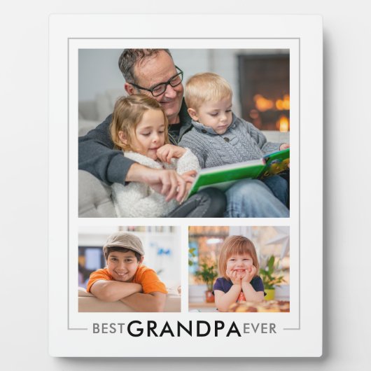 Moderne Beste Opa Ooit 3 Foto Collage Wit Fotoplaat (Voorkant)