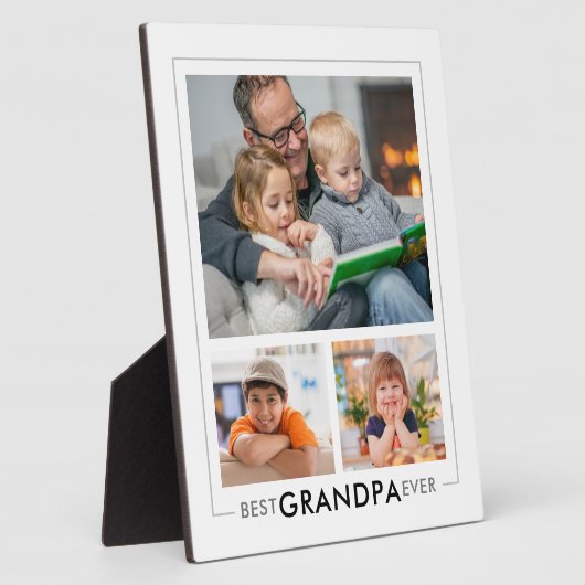Moderne Beste Opa Ooit 3 Foto Collage Wit Fotoplaat (Zijkant)