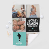 Moderne beste opa van Par Photo Collage Gift Golfhanddoek (Insitu)