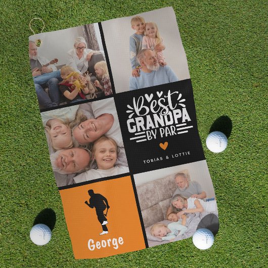 Moderne beste opa van Par Photo Collage Gift Golfhanddoek