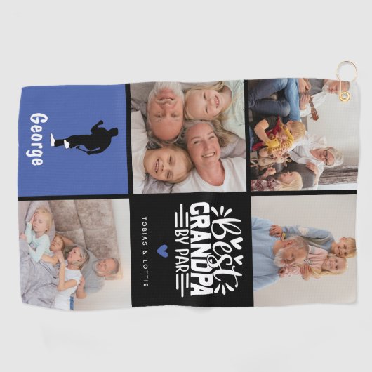 Moderne beste opa van Par Photo Collage Gift Golfhanddoek (Horizontaal)