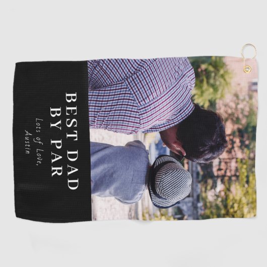 Moderne Beste Pap Door Par Gepersonaliseerde Foto Golfhanddoek (Horizontaal)