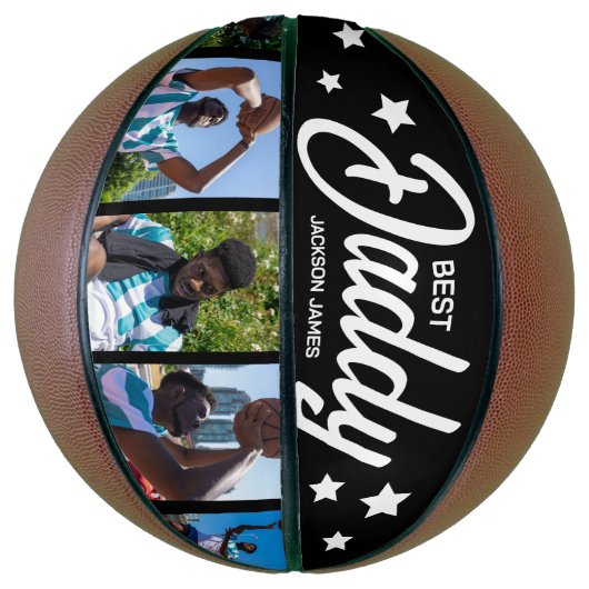 Moderne beste papa 5 foto basketbal (Verticaal)