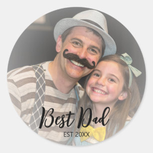 Moderne beste papa aangepaste foto ronde sticker