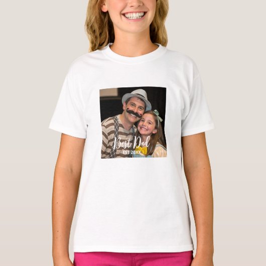 Moderne beste papa aangepaste foto t-shirt (Voorkant)