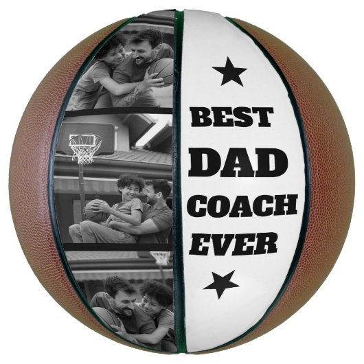 Moderne Beste Papa Coach Ooit Cool Fotocollage Basketbal (Verticaal)