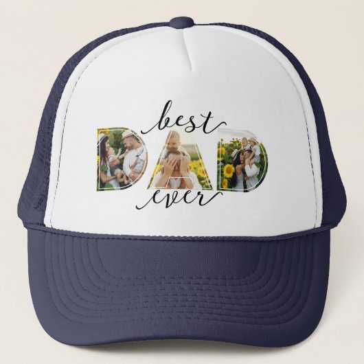 Moderne Beste Papa Foto Trucker Pet (Voorkant)