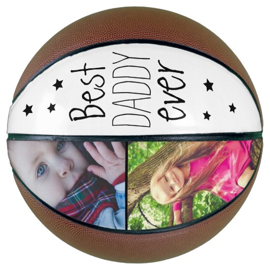 Moderne beste papa met ster-foto Basketball Basketbal (Voorkant)