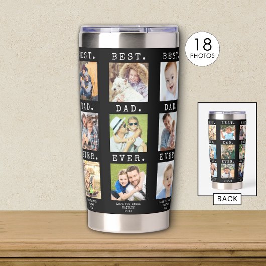 Moderne BESTE PAPA OOIT 18 Foto's Aangepaste kolom Geïsoleerde Drinkbeker
