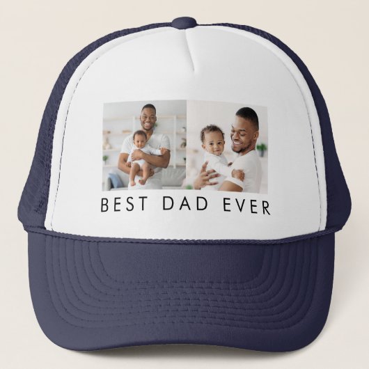 Moderne Beste Papa Ooit 2 Foto Trucker Pet (Voorkant)