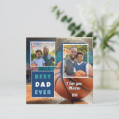 Moderne beste papa ooit 2 fotocollage Vaderdag Feestdagenkaart (Staand voorkant)