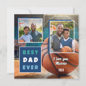 Moderne beste papa ooit 2 fotocollage Vaderdag Feestdagenkaart (Voorkant)