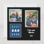 Moderne beste papa ooit 2 fotocollage Vaderdag Feestdagenkaart (Voorkant)