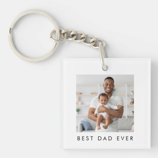 Moderne Beste Papa Ooit 2 Foto's Sleutelhanger (Voorkant)
