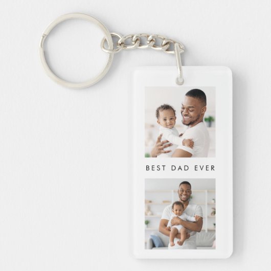 Moderne Beste Papa Ooit 2 Foto's Sleutelhanger (Voorkant)