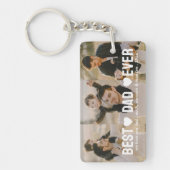 Moderne Beste Papa Ooit 3 Foto Collage Harten Cust Sleutelhanger (Voorkant)