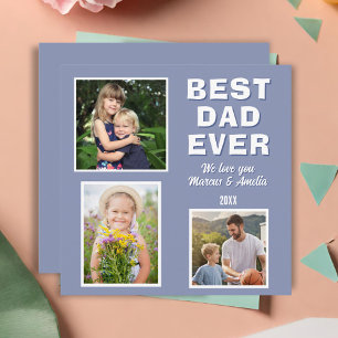 Moderne Beste Papa Ooit 3 Foto Collage Vaderdag Feestdagenkaart