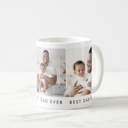 Moderne Beste Papa Ooit 3 Foto Koffiemok (Voorkant rechts)