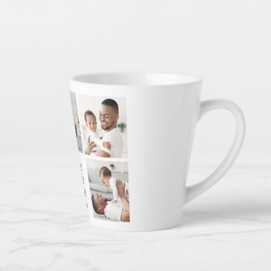 Moderne Beste Papa Ooit 3 Foto Latte Mok (Rechts)