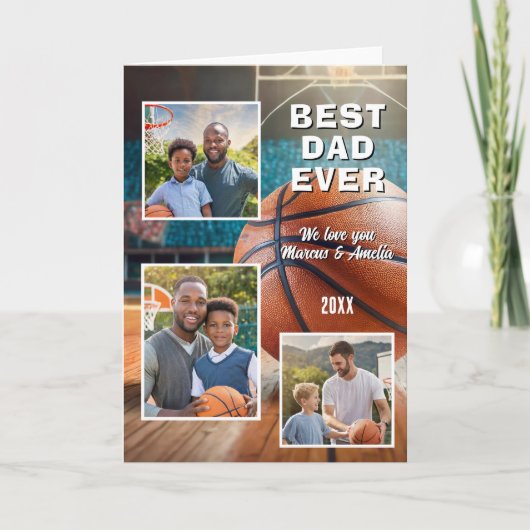 Moderne beste papa ooit 3 fotocollage Vaderdag Feestdagen Kaart (Voorkant)