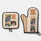 Moderne beste papa ooit 3 fotocollage Vaderdag Ovenwant & Pannenlap Set (Voorkant)