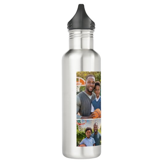 Moderne beste papa ooit 3 fotocollage Vaderdag Waterfles (Links)