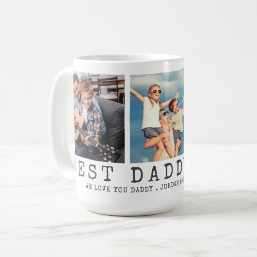 Moderne BESTE PAPA OOIT 3 foto's gepersonaliseerd Koffiemok (Voorkant links)