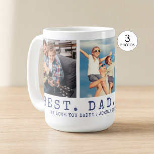 Moderne BESTE PAPA Ooit 3 Foto's Marineblauw Op Ma Koffiemok