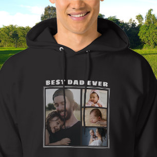 Moderne Beste Papa Ooit 4 Foto Collage Zwart Hoodie