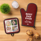 Moderne beste papa ooit 4 fotocollage Vaderdag Ovenwant & Pannenlap Set (Top down)