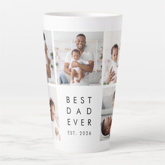 Moderne Beste Papa Ooit 5 Foto Latte Mok (Voorkant)