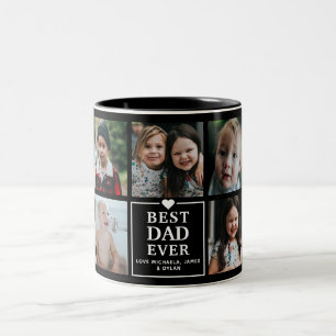 Moderne 'Beste Papa Ooit' 7-foto collage & namen T Tweekleurige Koffiemok