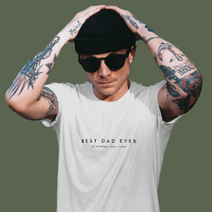 Moderne Beste Papa Ooit Aangepaste Naam Wit T-shirt