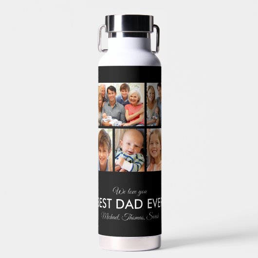 Moderne beste papa ooit Aangepaste vader foto coll Waterfles (Voorkant)
