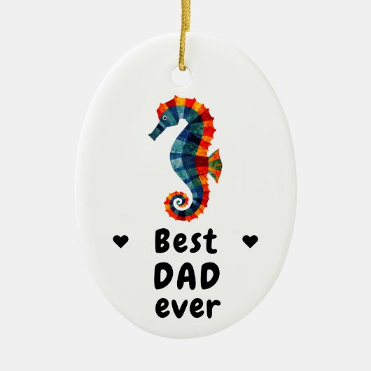 Moderne beste papa ooit blauw zeepaardje Vaderdag Keramisch Ornament (Voorkant)