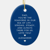 Moderne beste papa ooit blauw zeepaardje Vaderdag Keramisch Ornament (Achterkant)