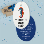 Moderne beste papa ooit blauw zeepaardje Vaderdag Keramisch Ornament