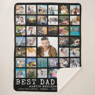 Moderne BESTE PAPA OOIT Foto Collage Jouw Tekst Zw Sherpa Deken