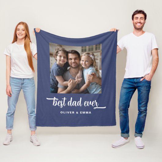 Moderne Beste Papa Ooit Foto Fleece Deken (In situ)